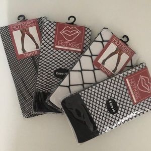 Black Fishnet Tights/Knee Highs OS